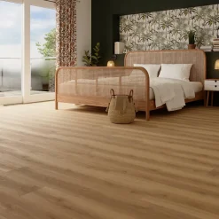 GoodHome Sol stratifié effet chêne blond passage élevé AC4 L.138,3 x l.19,3 cm x ép.8 mm, Towcester- Sol Stratifié