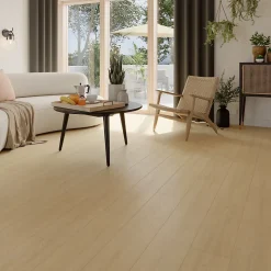 GoodHome Sol stratifié effet chêne blond passage intense AC5 L.129,2 x l.19,3 cm x ép.8 mm, Bryce- Sol Stratifié