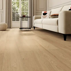 GoodHome Sol stratifié effet chêne blond passage intense AC5 L.129,2 x l.19,3 cm x ép.8 mm, Bryce- Sol Stratifié