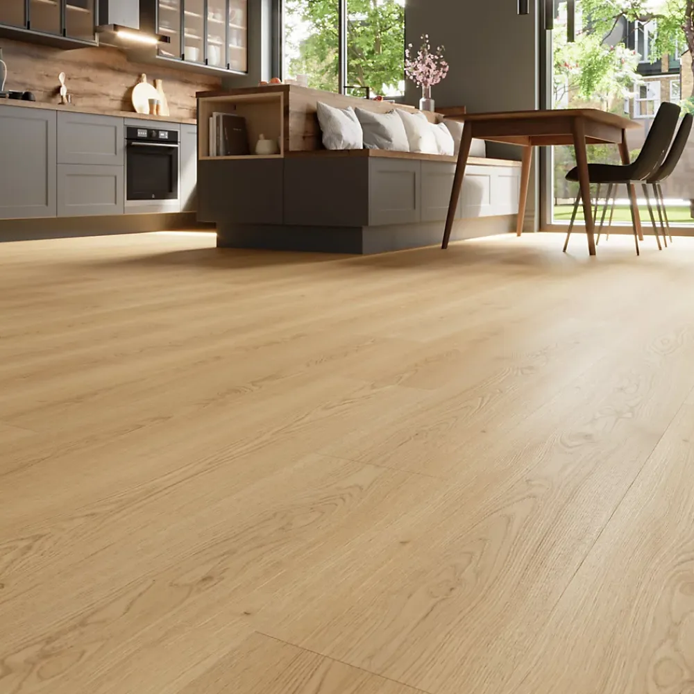 GoodHome Sol Stratifié<Sol stratifié Kingston 2 , passage intense AC5, effet chêne, L.125,7 cm x l.19,2 cm x ép.10 mm, résistant à l'eau