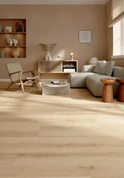 GoodHome Sol Stratifié<Sol stratifié Ledbury nat , passage intense AC5, effet chêne, L.128,5 cm x l.28 cm x ép.8 mm