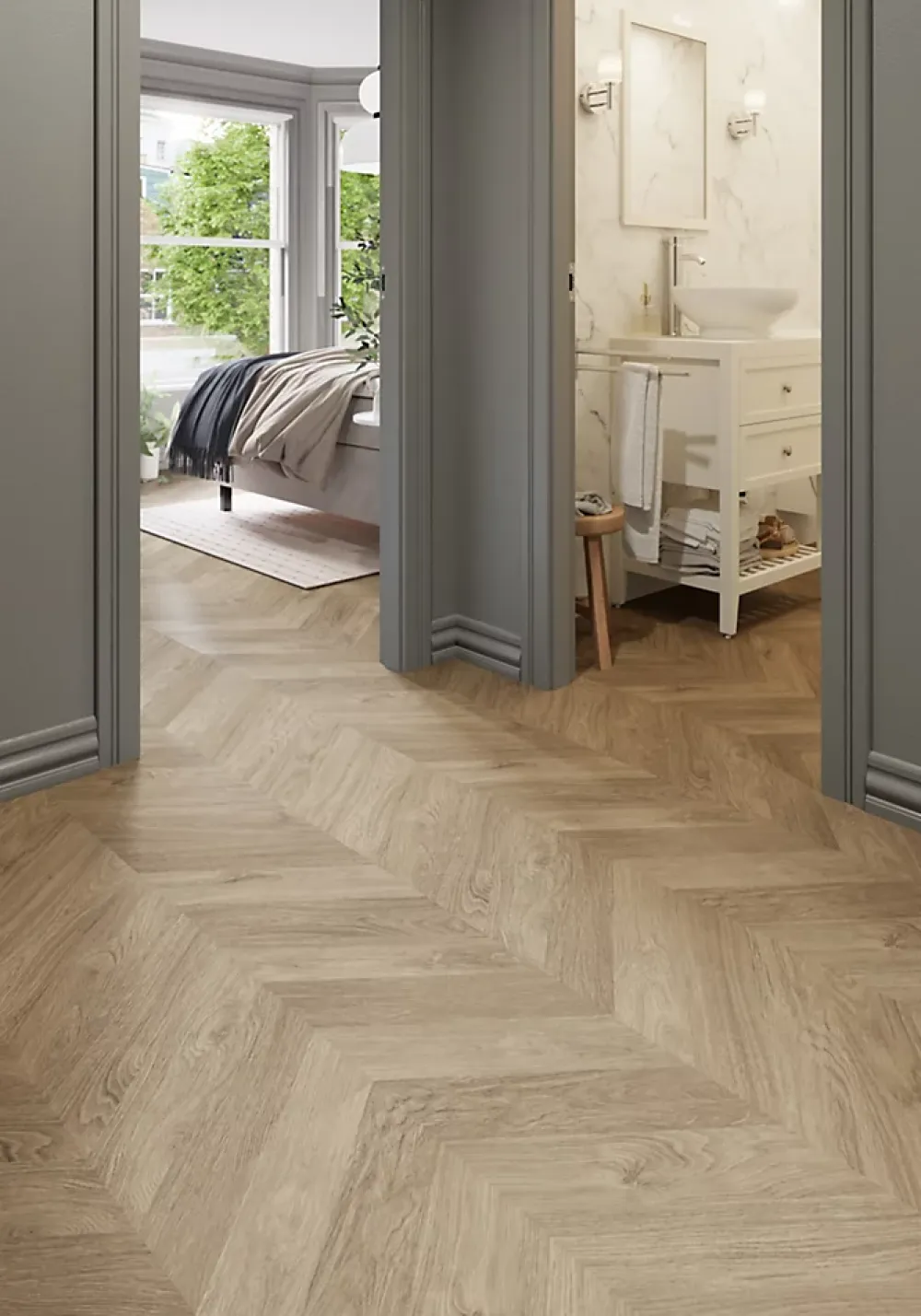 GoodHome Sol Stratifié<Sol stratifié Leyton , passage intense AC5, effet chêne, L.133 cm x l.32,2 cm x ép.10 mm, résistant à l'eau