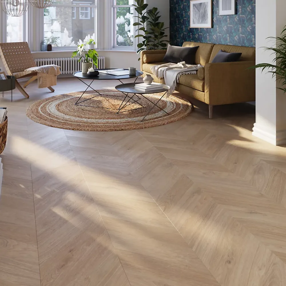 GoodHome Sol Stratifié<Sol stratifié Leyton , passage intense AC5, effet chêne, L.133 cm x l.32,2 cm x ép.10 mm, résistant à l'eau