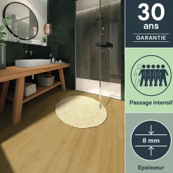 GoodHome Sol Stratifié<Sol stratifié Lucknow , passage intense AC5, effet chêne, L.128,5 cm x l.28 cm x ép.8 mm, résistant à l'eau