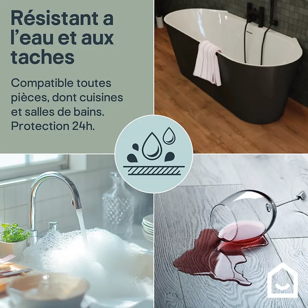 GoodHome Sol Stratifié<Sol stratifié Lucknow , passage intense AC5, effet chêne, L.128,5 cm x l.28 cm x ép.8 mm, résistant à l'eau