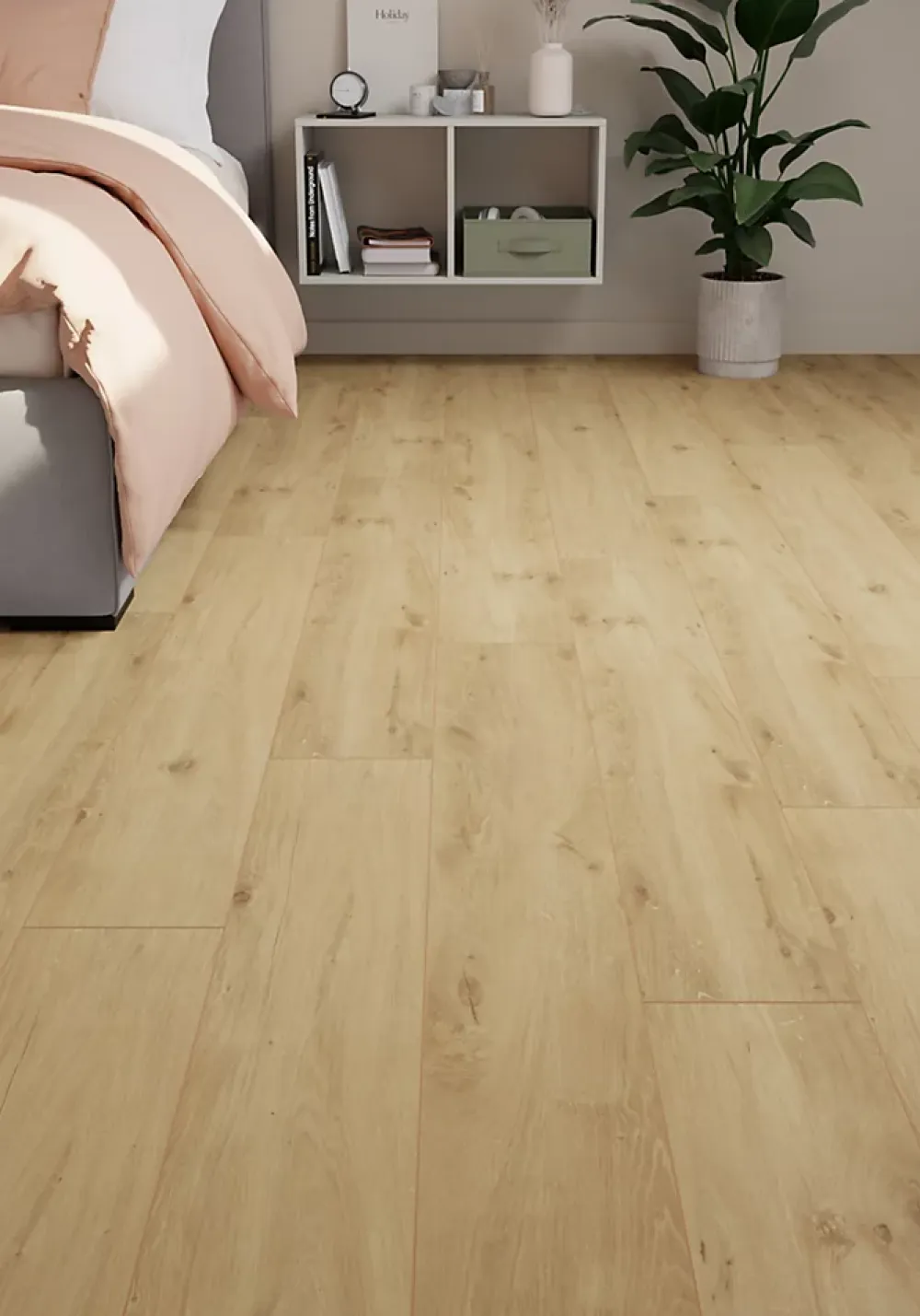 GoodHome Sol Stratifié<Sol stratifié Lulea , passage élevé AC4, effet chêne blond, L.129,2 cm x l.19,3 cm x ép.8 mm