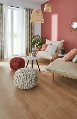 GoodHome Sol Stratifié<Sol stratifié Marcel effet chêne L. 138,3 x l. 19,3 cm, ép. 1cm