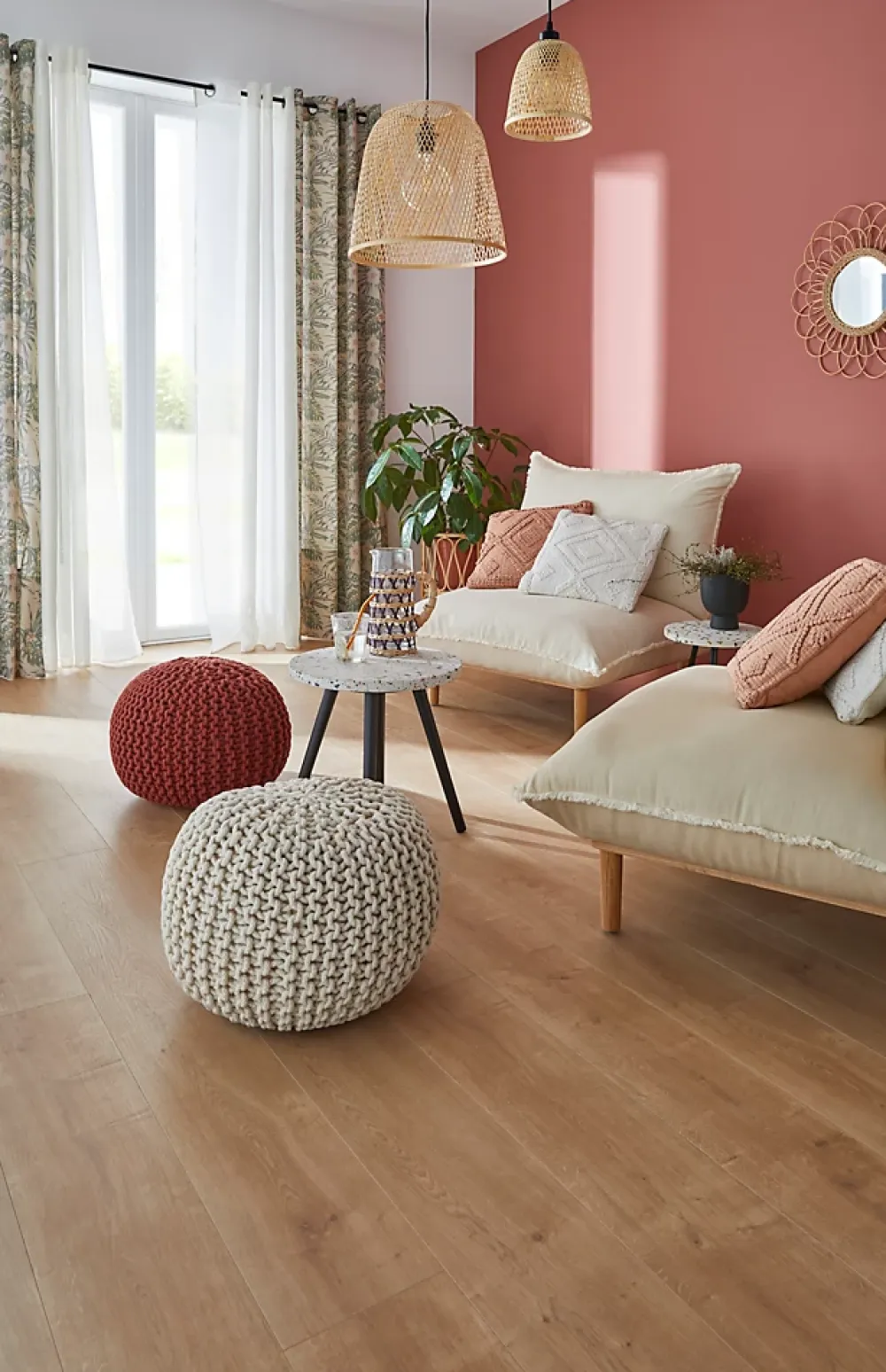 GoodHome Sol Stratifié<Sol stratifié Marcel effet chêne L. 138,3 x l. 19,3 cm, ép. 1cm