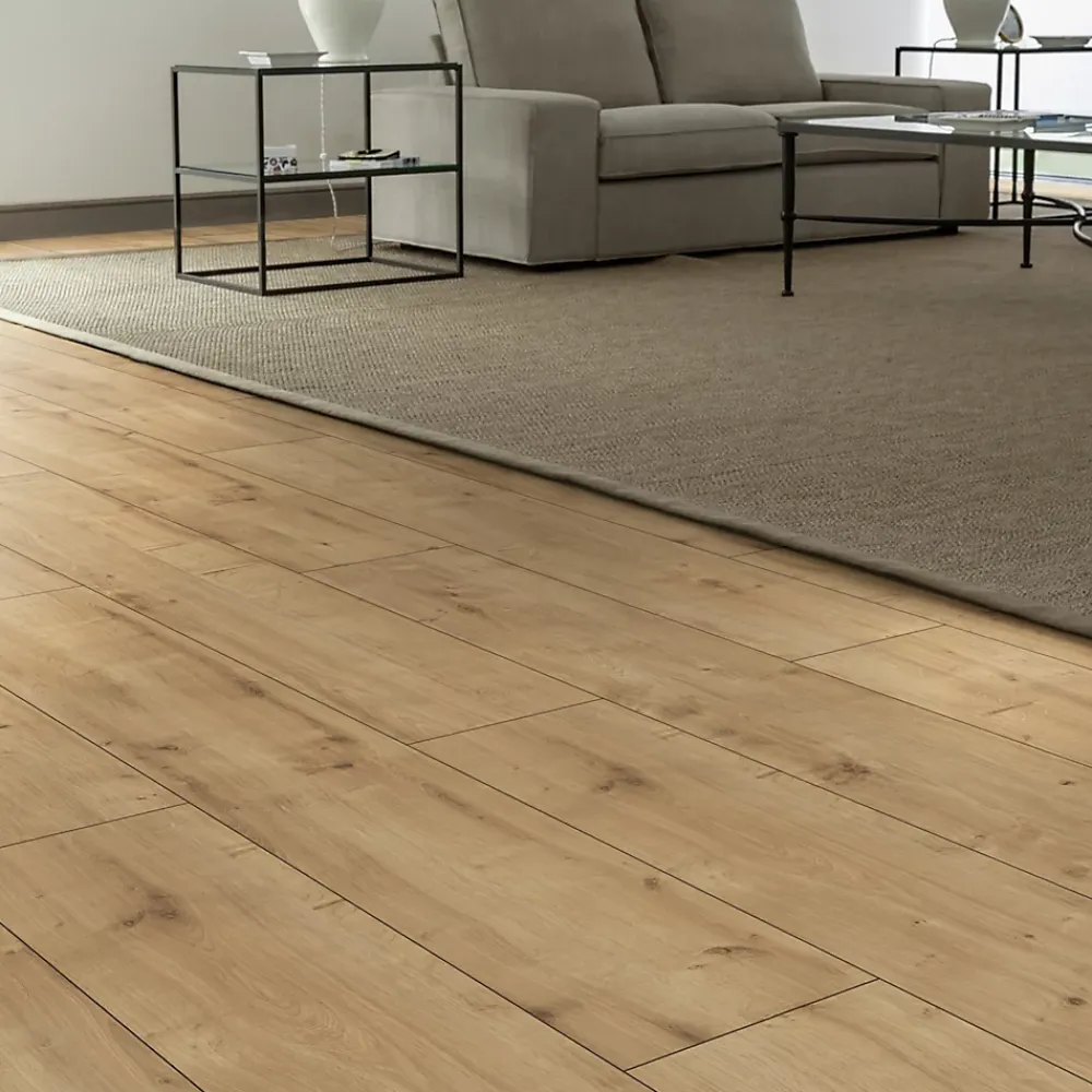 GoodHome Sol Stratifié<Sol stratifié Marcel effet chêne L. 138,3 x l. 19,3 cm, ép. 1cm