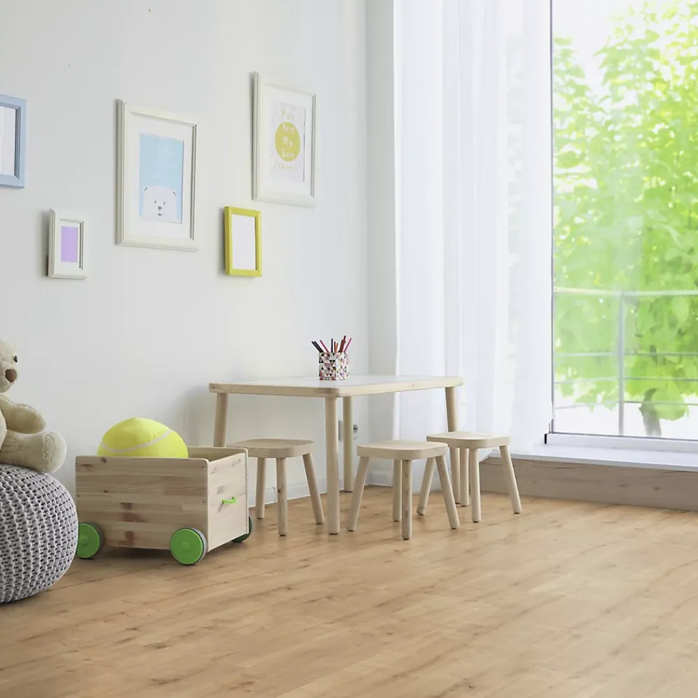 GoodHome Sol Stratifié<Sol stratifié Marcel effet chêne L. 138,3 x l. 19,3 cm, ép. 1cm