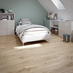 GoodHome Sol stratifié passage intense AC5, effet bois brut, L 129,2 cm x l 19,3 cm x ép 8 mm, Alishan- Sol Stratifié