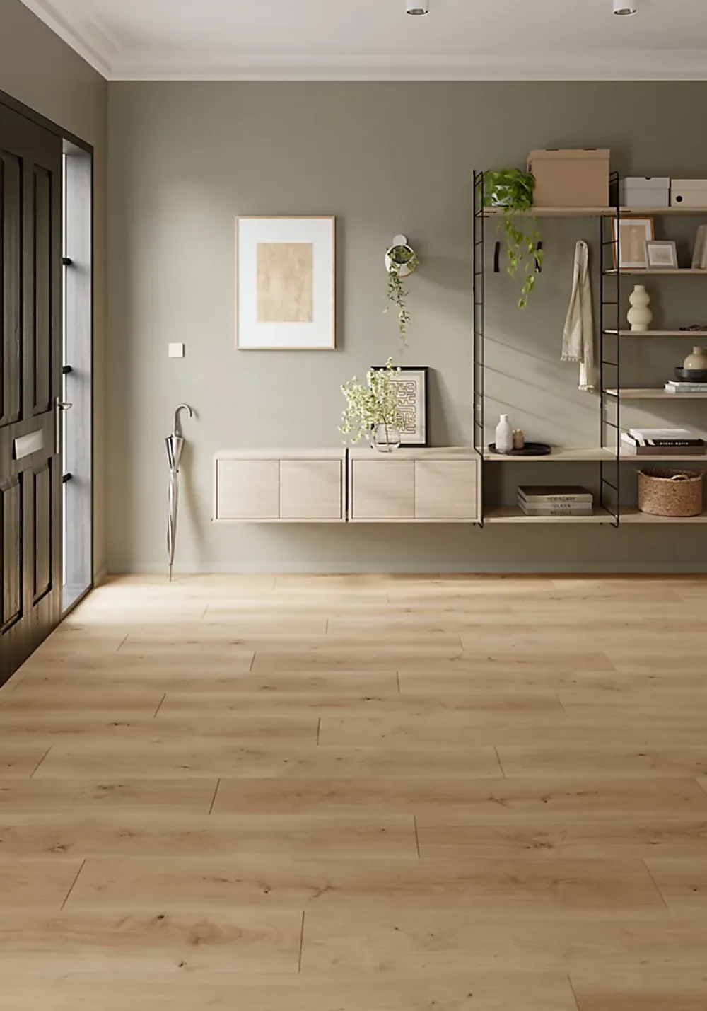GoodHome Sol stratifié Randolph , passage intense AC5, effet chêne blond, L.129,2 cm x l.19,3 cm x ép.8 mm- Sol Stratifié