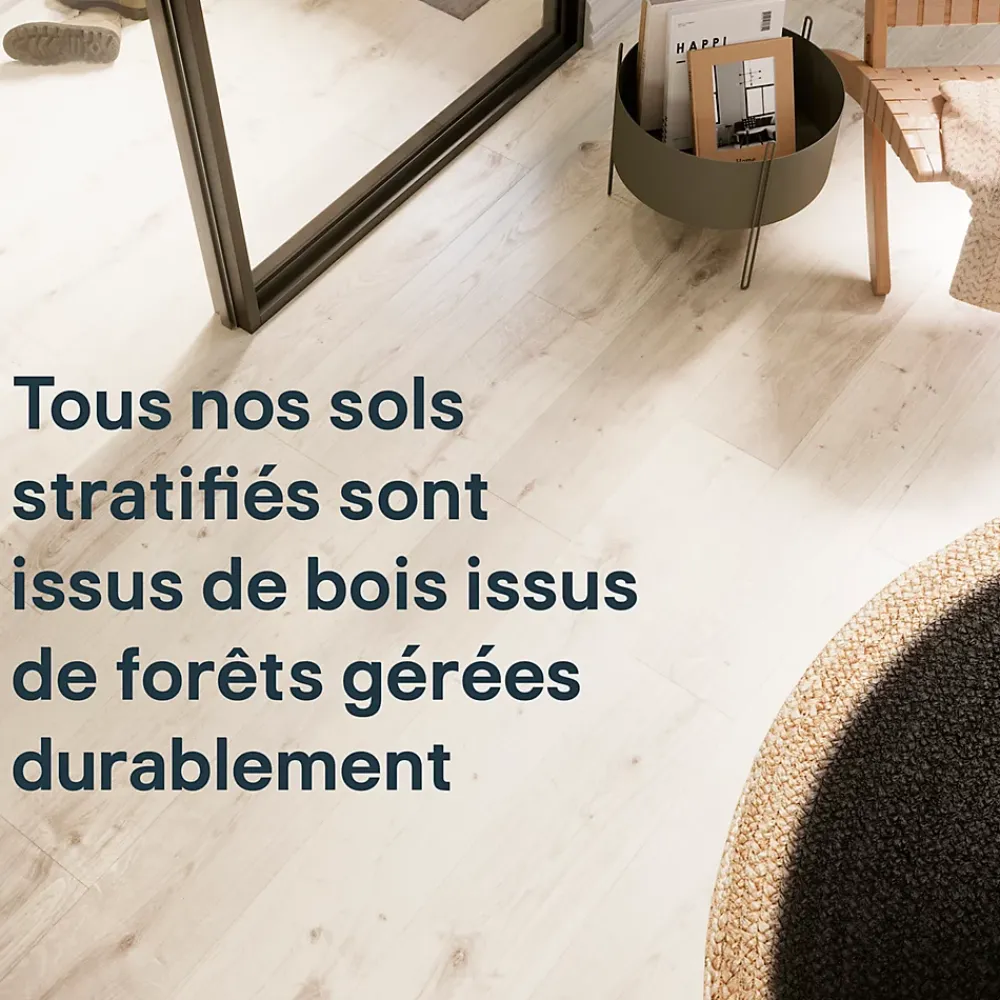GoodHome Sol Stratifié<Sol stratifié Rowley , passage élevé AC4, effet chêne blanchi, L.129,2 cm x l.19,3 cm x ép.8 mm, résistant à l'eau