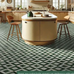 Décoweb Lino Sol Vinyle Pvc<Sol vinyle - effet Losanges marbre Blanc et vert - Rouleau de 4m x 2m