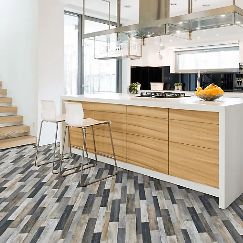 Décoweb Sol Vinyle - Imitation parquet irisé foncé - Rouleau de 4m x 3m- Lino Sol Vinyle Pvc