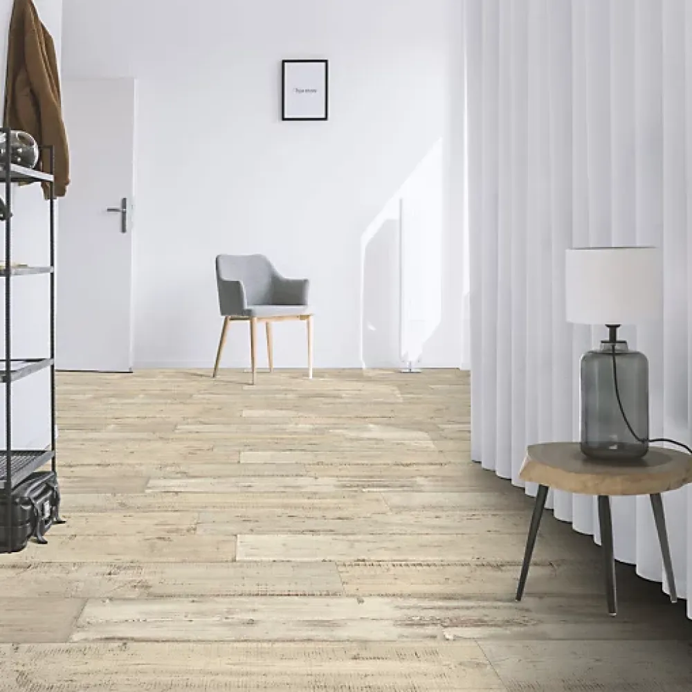 Décoweb Sol Vinyle - Imitation parquet bois peint vieilli - Rouleau de 4m x 4m- Lino Sol Vinyle Pvc