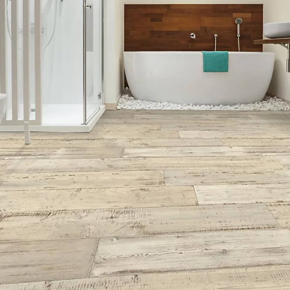 Décoweb Sol Vinyle - Imitation parquet bois peint vieilli - Rouleau de 4m x 4m- Lino Sol Vinyle Pvc