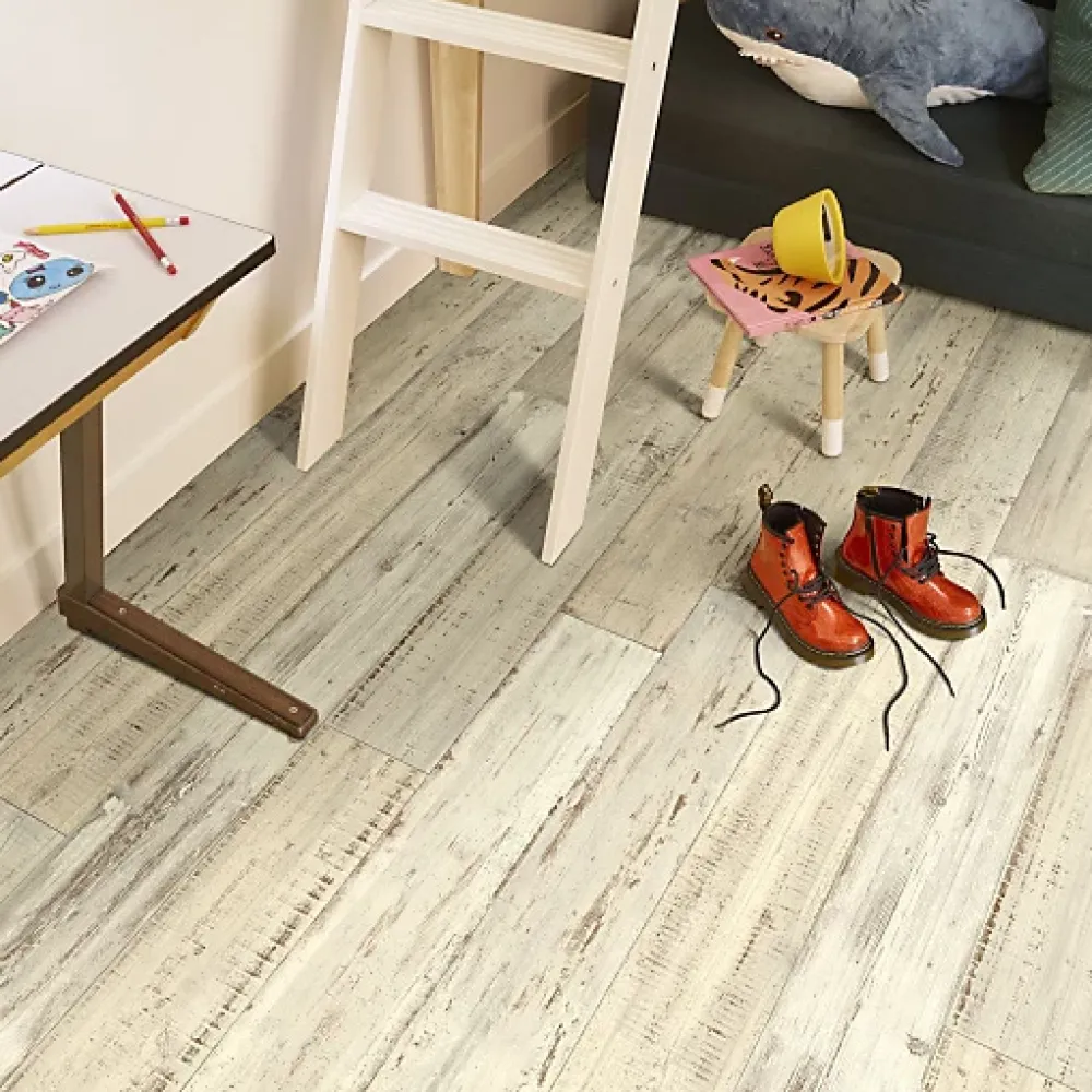 Décoweb Sol Vinyle - Imitation parquet bois peint vieilli - Rouleau de 4m x 4m- Lino Sol Vinyle Pvc