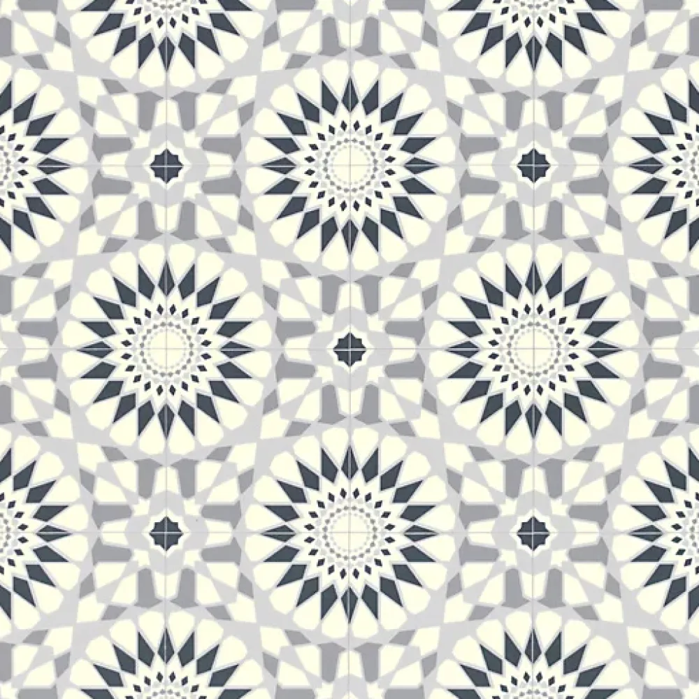 Décoweb Sol Vinyle Carreaux de ciment mosaïque bleu - Rouleau de 2m x 2m- Lino Sol Vinyle Pvc