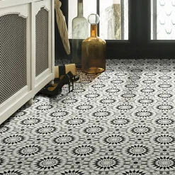 Décoweb Lino Sol Vinyle Pvc<Sol Vinyle Carreaux de ciment mosaïque noir - Rouleau de 3m x 2m
