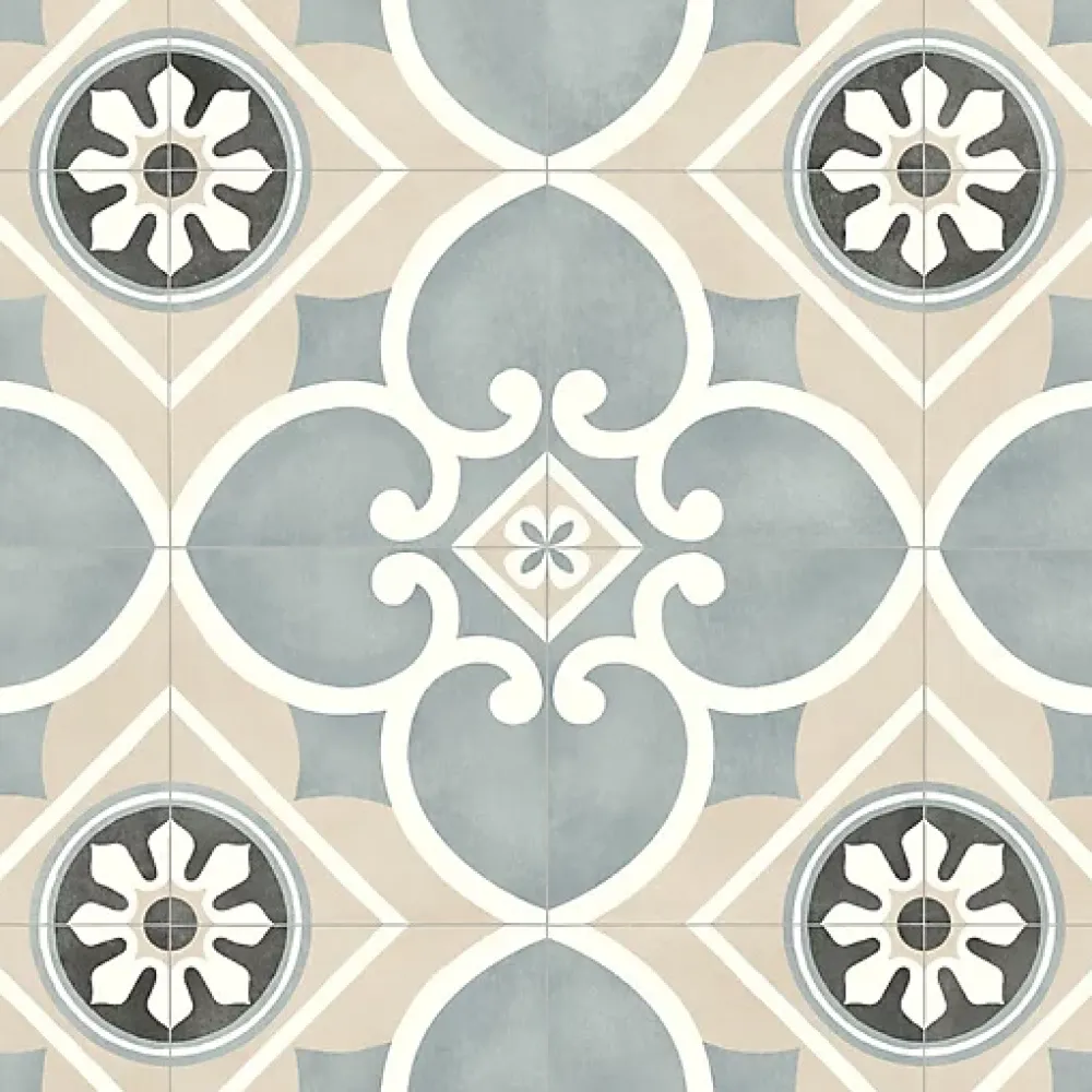 Décoweb Lino Sol Vinyle Pvc<Sol Vinyle Carreaux de ciment Florence Beige - Rouleau de 2m x 2m