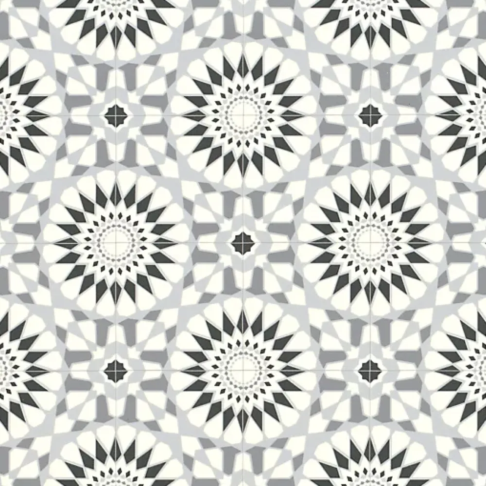 Décoweb Lino Sol Vinyle Pvc<Sol Vinyle Carreaux de ciment mosaïque noir - Rouleau de 2m x 3m
