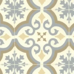 Décoweb Lino Sol Vinyle Pvc<Sol Vinyle effet carreaux de ciment Bleu et ocre - Rouleau de 4m x 2m