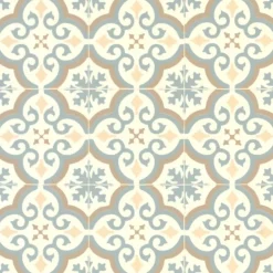 Décoweb Lino Sol Vinyle Pvc<Sol Vinyle effet carreaux de ciment Bleu et ocre - Echantillon 15 x 20 cm