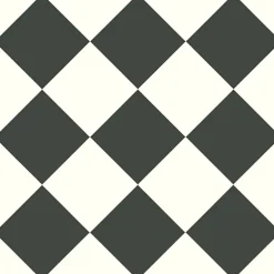 Décoweb Sol Vinyle effet damier diagonal Noir et blanc - Rouleau de 2m x 2m- Lino Sol Vinyle Pvc