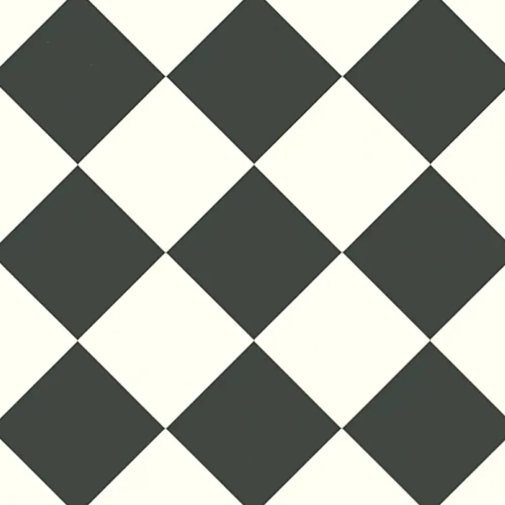 Décoweb Sol Vinyle effet damier diagonal Noir et blanc - Rouleau de 2m x 2m- Lino Sol Vinyle Pvc