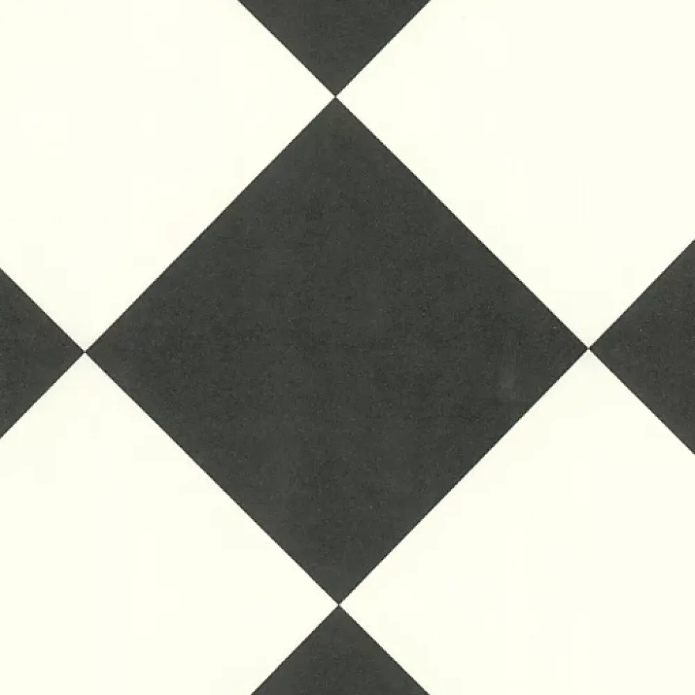 Décoweb Sol Vinyle effet damier diagonal Noir et blanc - Rouleau de 2m x 2m- Lino Sol Vinyle Pvc