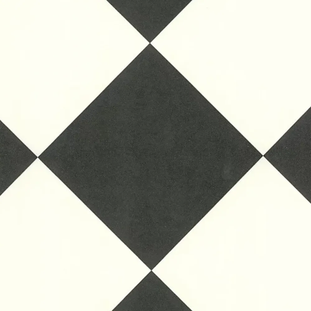 Décoweb Lino Sol Vinyle Pvc<Sol Vinyle effet damier diagonal Noir et blanc - Echantillon 15 x 20 cm