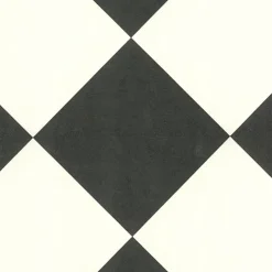 Décoweb Lino Sol Vinyle Pvc<Sol Vinyle effet damier diagonal Noir et blanc - Rouleau de 3m x 3m