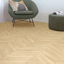Décoweb Sol Vinyle effet Parquet chevron Chêne naturel - Rouleau de 2m x 5m- Lino Sol Vinyle Pvc