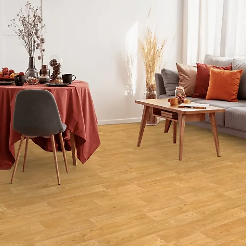 Décoweb Sol Vinyle Effet parquet chêne traditionnel - Rouleau de 3m x 4m- Lino Sol Vinyle Pvc