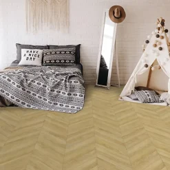 Décoweb Sol Vinyle effet Parquet chevron Chêne naturel - Rouleau de 1m x 10m- Lino Sol Vinyle Pvc
