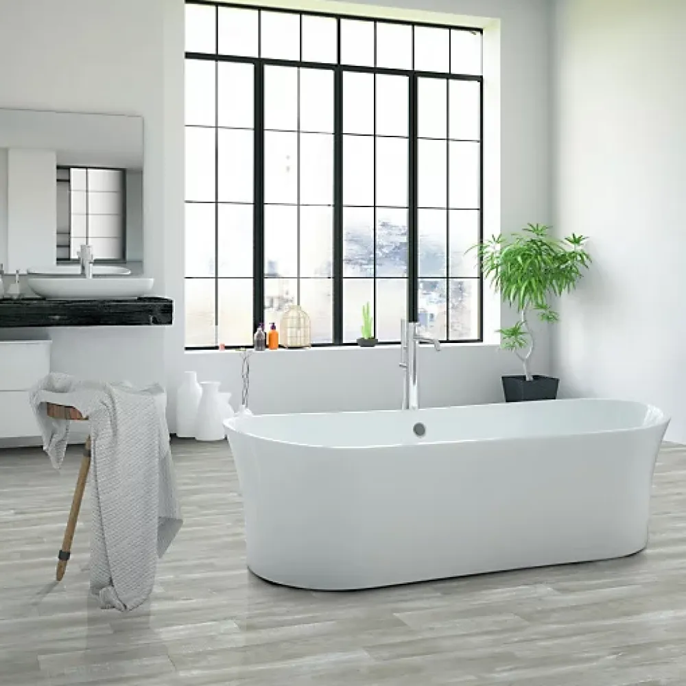 Décoweb Sol Vinyle Imitation parquet gris clair - Rouleau de 4m x 4m- Lino Sol Vinyle Pvc