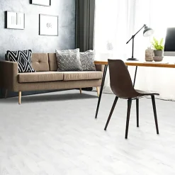 Décoweb Lino Sol Vinyle Pvc<Sol vinyle Imitation parquet blanc veinage gris - Rouleau de 4m x 4m