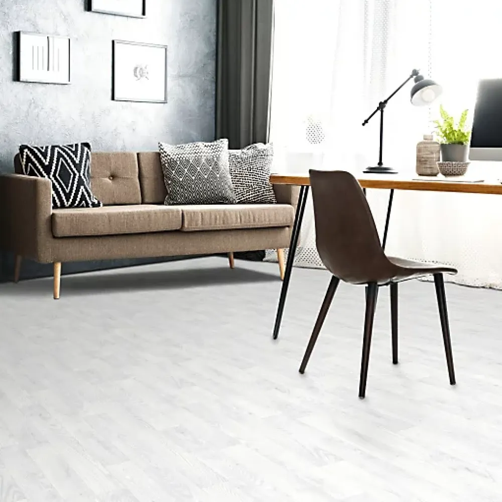Décoweb Lino Sol Vinyle Pvc<Sol vinyle Imitation parquet blanc veinage gris - Rouleau de 3m x 4m