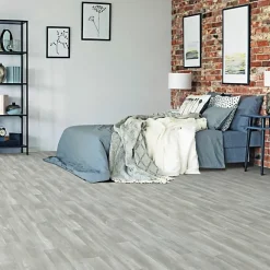 Décoweb Sol Vinyle Imitation parquet gris clair - Rouleau de 2m x 2m- Lino Sol Vinyle Pvc