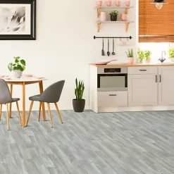 Décoweb Sol Vinyle Imitation parquet gris clair - Rouleau de 2m x 2m- Lino Sol Vinyle Pvc