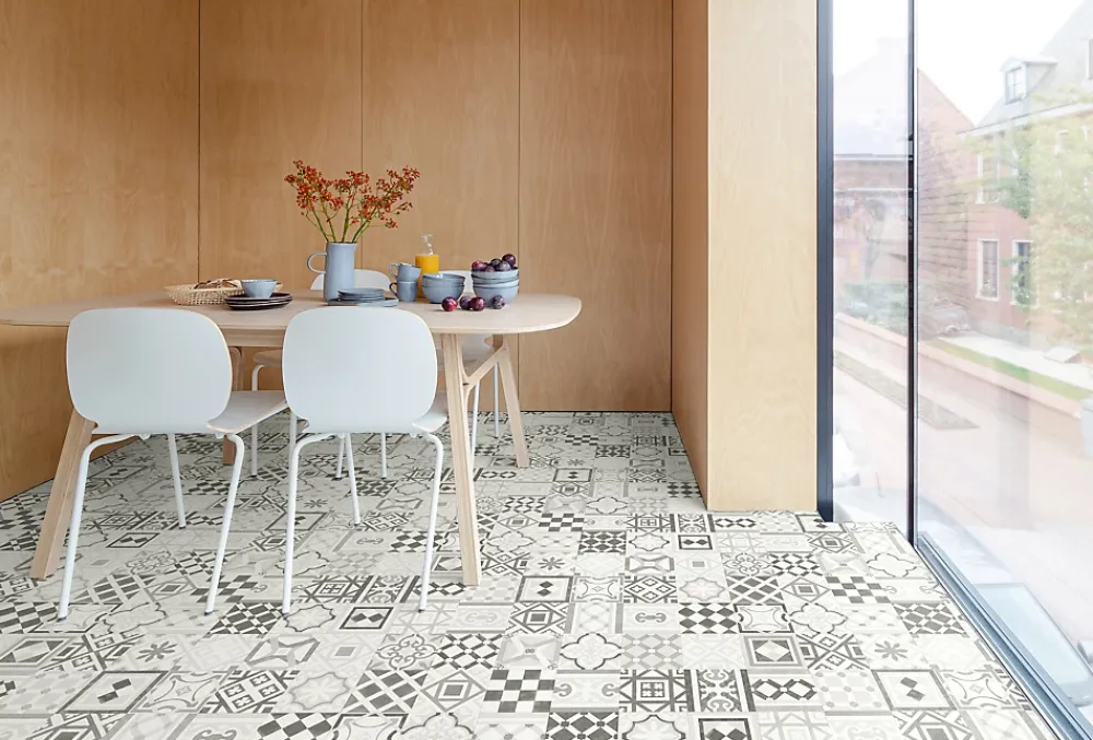 Unilin Lino Sol Vinyle Pvc<Sol vinyle rouleau Genova effet carreaux de ciment gris L.2m IVC