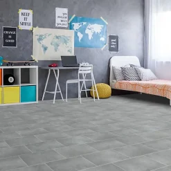 Décoweb Lino Sol Vinyle Pvc<Sol Vinyle Style - Imitation Carrelage gris - Rouleau de 4m x 13m