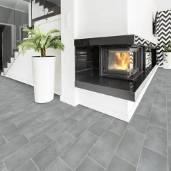 Décoweb Lino Sol Vinyle Pvc<Sol Vinyle Style - Imitation Carrelage gris - Rouleau de 4m x 13m