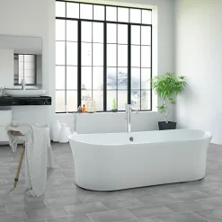 Décoweb Lino Sol Vinyle Pvc<Sol Vinyle Style - Imitation Carrelage gris - Rouleau de 4m x 13m