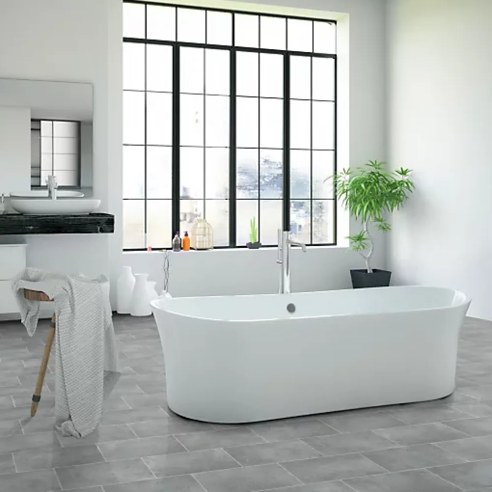 Décoweb Lino Sol Vinyle Pvc<Sol Vinyle Style - Imitation Carrelage gris - Rouleau de 4m x 13m