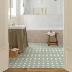 Décoweb Lino Sol Vinyle Pvc<Sol Vinyle Textile - Aspect carreaux vert sauge - Rouleau de 2m x 5m