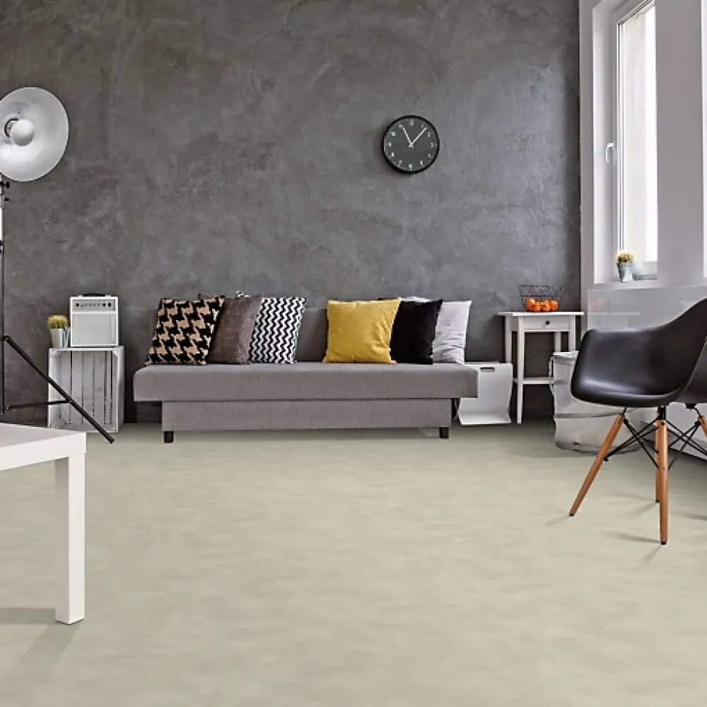 Décoweb Sol vinyle Textile - Effet béton lissé gris centaure - Rouleau de 3m x 2m- Lino Sol Vinyle Pvc