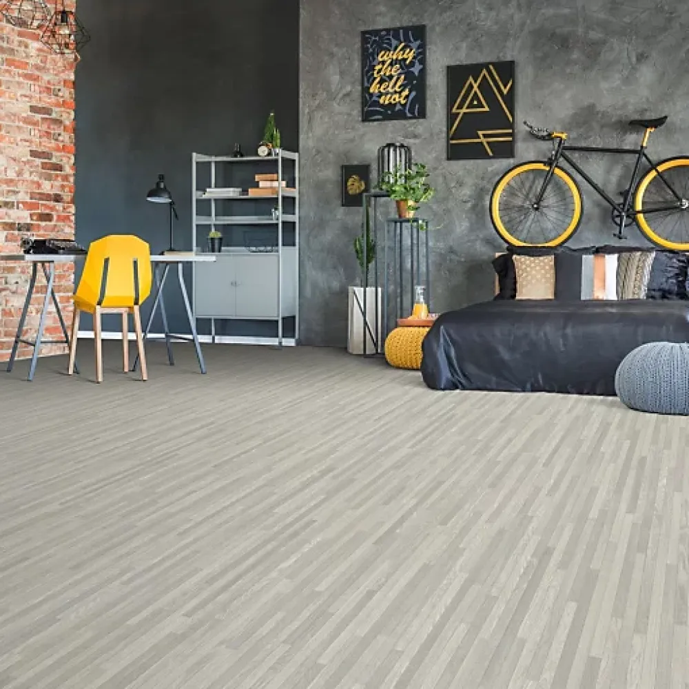 Décoweb Lino Sol Vinyle Pvc<Sol vinyle Textile - effet parquet lames étroites grises - Rouleau de 4m x 6m