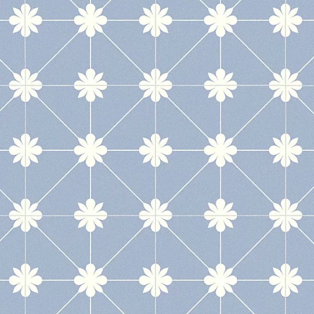 Décoweb Sol Vinyle Textile Aspect carreaux Azur - Rouleau de 3m x 4m- Lino Sol Vinyle Pvc